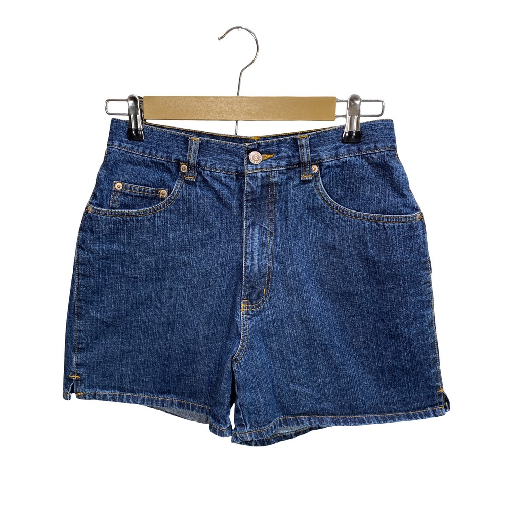 Halston Jeanswear Womens High Waisted Denim Shorts Dark Wash Blue Cotton‎ Size 6